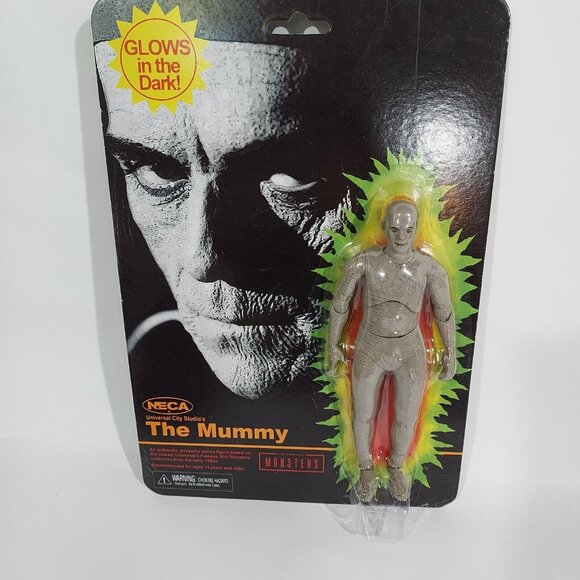 VHS The Mummy 1932 Version Universal Glow In The Dark 8" Figure Both Sealed - Picture 6 of 15